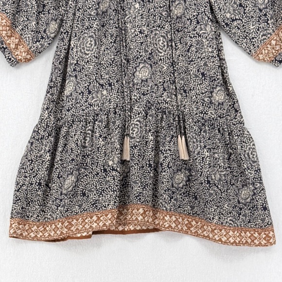 NATALIE MARTIN Stevie Dress Womens XS Blue Cream Silk Floral Boho Mini Smock - Picture 6 of 13